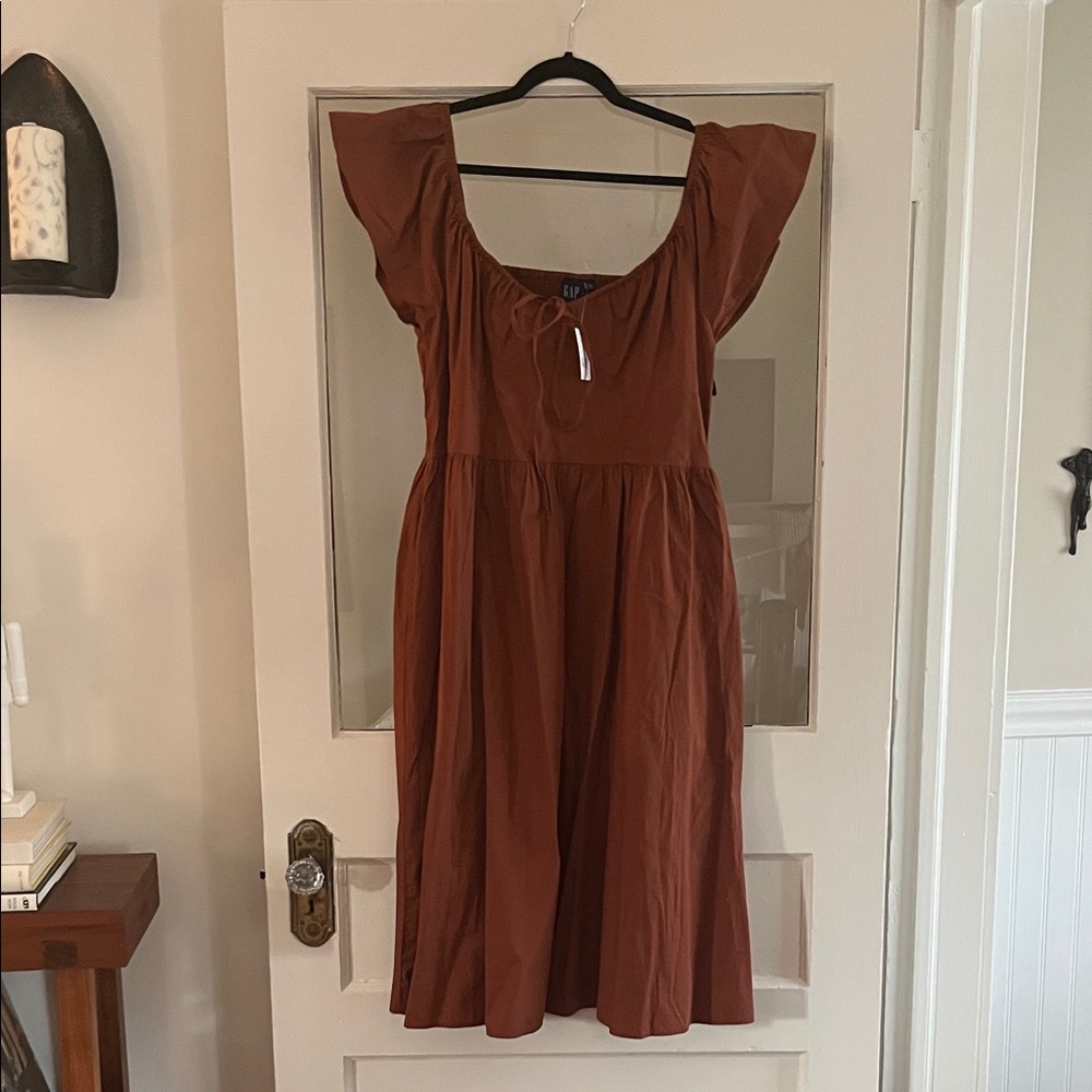 NWT GAP Ruffled Brown Dress